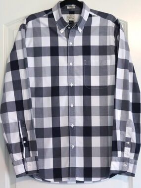 J.Crew Men’s M Black Gray White Buffalo Check Cotton Button Down Shirt